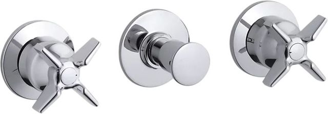 KOHLER® Triton® Polished Chrome Wall-Mount Valve Trim with Push Button and Cross Handles-0