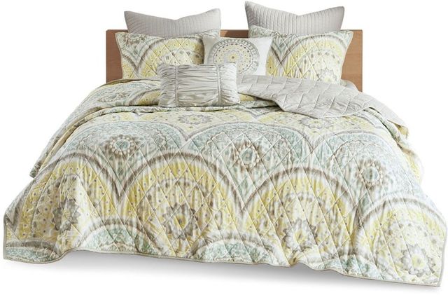 Olliix by Urban Habitat 7 Piece Yellow Full/Queen Matti Cotton Reversible Coverlet Set-0