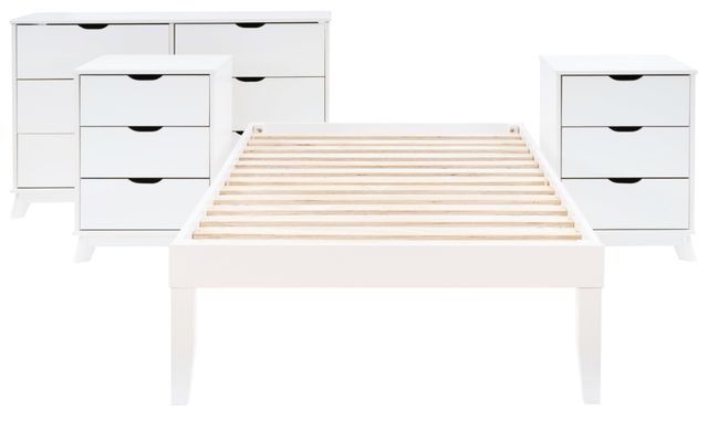 Powell® Portix 4-Piece White Twin Simple Bedroom Set-0