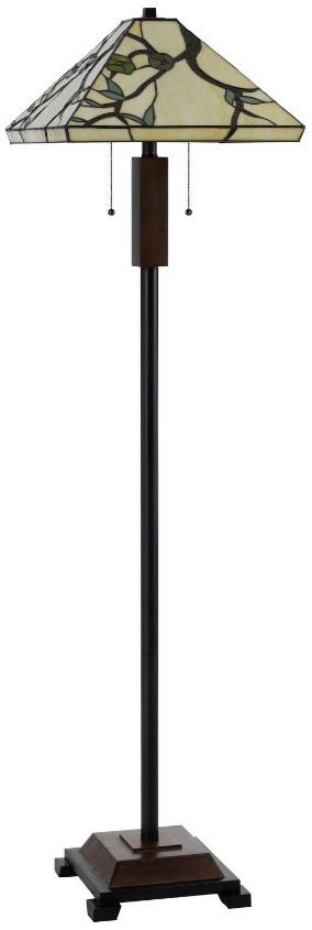 Cal® Lighting & Accessories Tiffany Dark Bronze/Wood Floor Lamp-1
