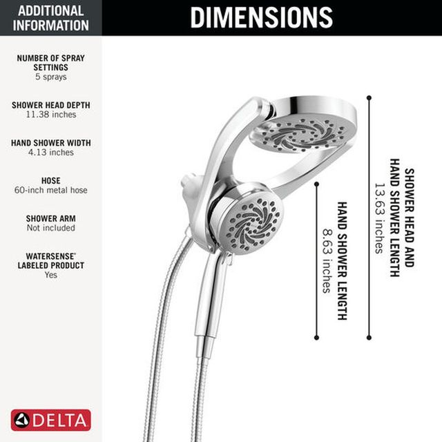 Delta Universal Showering Chrome 5-Setting HydroRain® with ProClean®-3