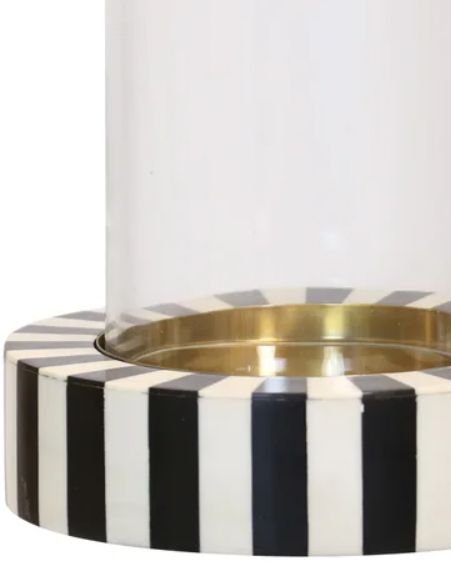 Stylecraft Striped Hurricane Black/White Large Candle Holder-1