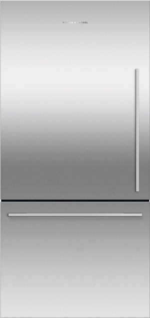 Front view of the Fisher & Paykel Series 5 32 in. 17.1 Cu. Ft. Stainless Steel Counter Depth Bottom Freezer Refrigerator