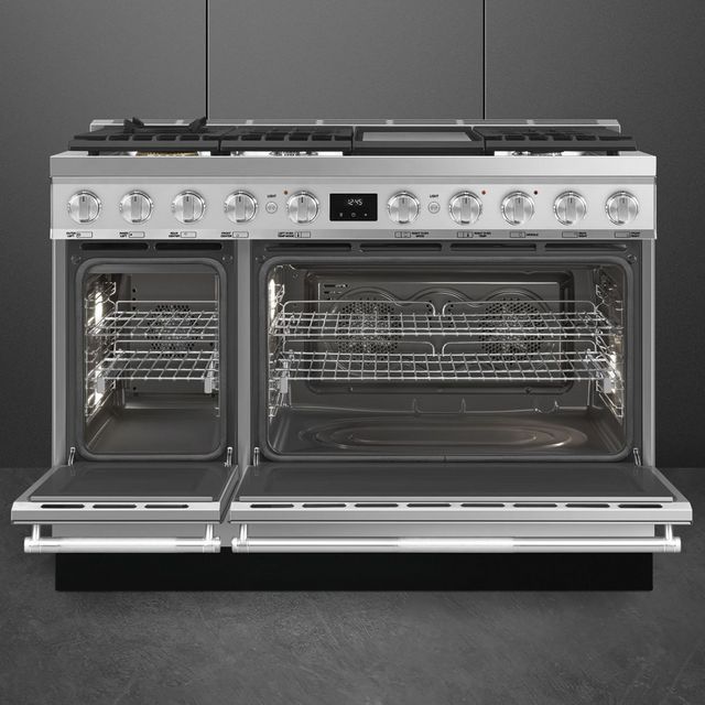 Smeg 48" Stainless Steel Pro Style Slide In Dual Fuel Range-1