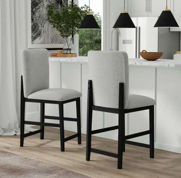 Elements International Portland Black/Gray 20" Bar Stool-1
