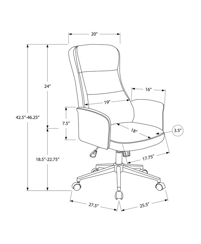 Monarch Specialties Inc. Black Leather-Look High Back Executive Office Chair with Tilt Function-3