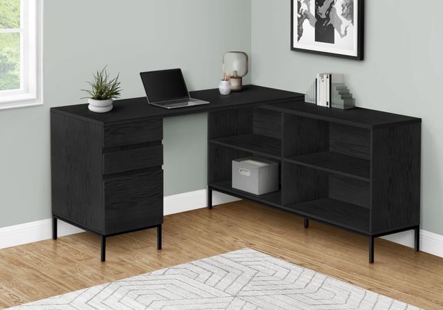 Monarch Specialties Inc. Black Oak L-Shaped Office Desk-1