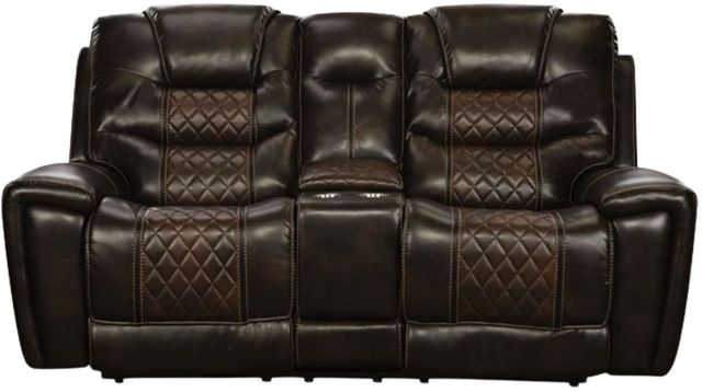 Corinthian Furniture Mcgregor Brown/Tobacco 78" Manual Reclining Loveseat with Console-0