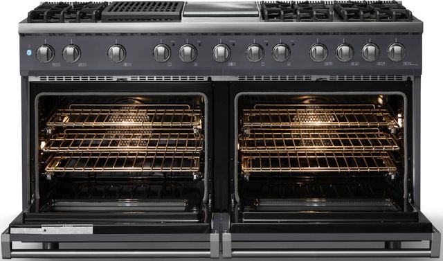 Viking® 5 Series 60" Cast Black Pro Style Dual Fuel (NG) Range with Polished Chrome Trim-1