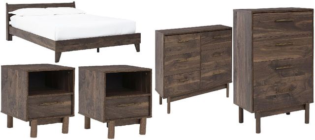 Signature Design by Ashley® Calverson 5-Piece Mocha Queen Panel Platform Bed Set-0
