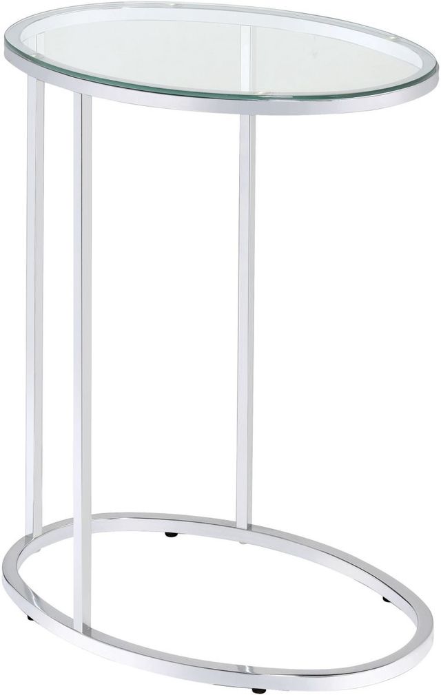 Coaster® Kyle Glass Top Oval Snack Table with Chrome Base-0