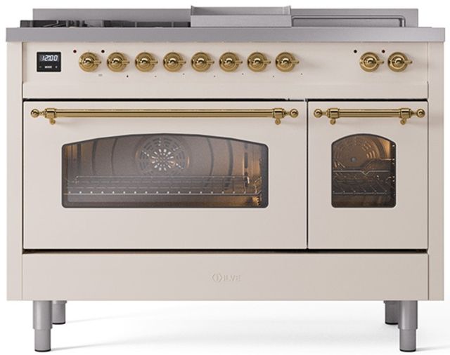 Ilve® Nostalgie II Series 48" Antique White Pro Style Dual Fuel Range-0