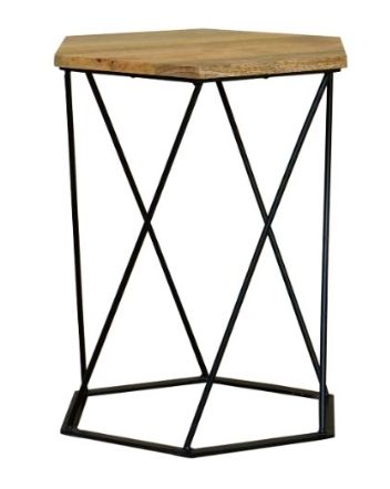 Jaipur Furniture Ravi Range Black/Brown Hexagnol Lamp Side Table-0
