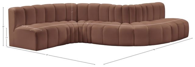 Meridian Furniture Arc 6-Piece Cognac Leather Sectional-2