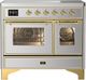 Ilve® Majestic III 40" Stainless Steel Pro Style Induction Range with Triple Glass Door and Brass Trim-0