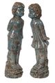 A & B Home 2-Piece Blue/Gray Kissing Boy and Girl Statue Set-0