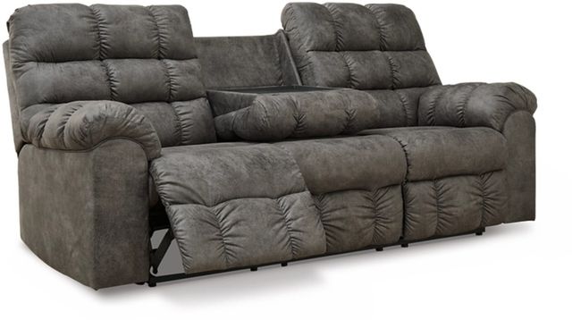 Signature Design by Ashley® Derwin Concrete Reclining Sofa with Drop Down Table-1