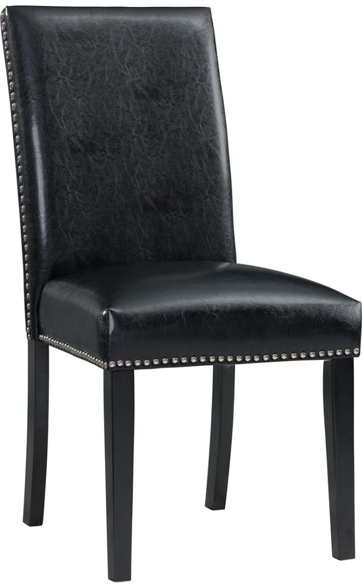 Elements International Meridian Black Faux Leather Side Chair 