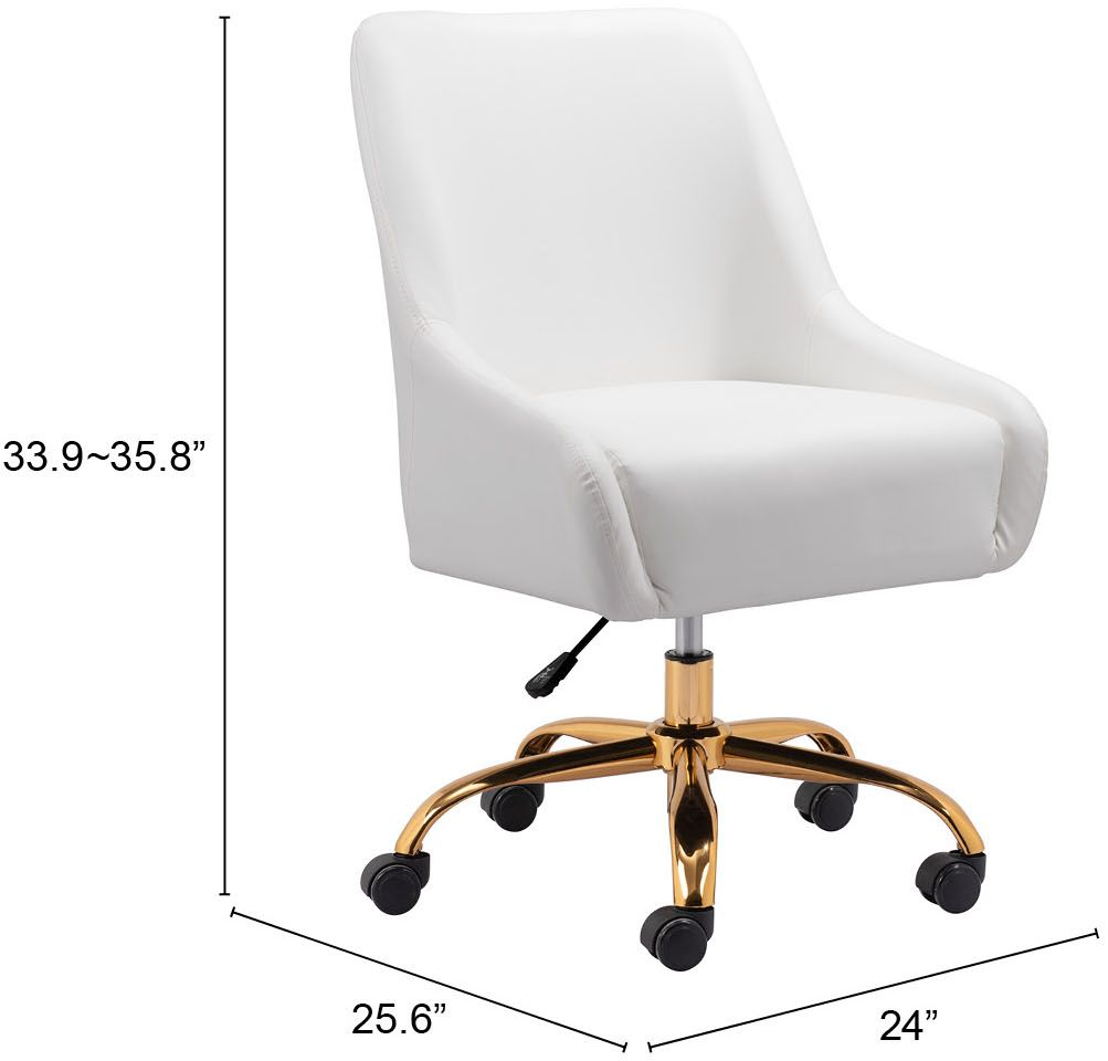 Zuo Modern Madelaine White Gold Office Chair