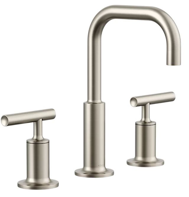 KOHLER® Purist® Vibrant Brushed NIckel 8" Widespread Bathroom Sink Faucet with Lever Handles-0