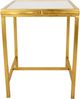 Zeugma Imports White Stone Top Side Table with Gold Leaf Base-0