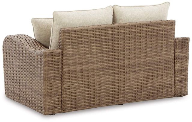 Signature Design by Ashley® Sandy Bloom Beige Outdoor Loveseat-2