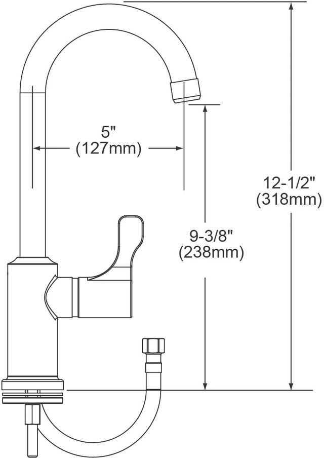 Elkay Chrome Single Hole 8.63" Deck Mount Faucet with Gooseneck Spout Lever Handle on Left Side-1