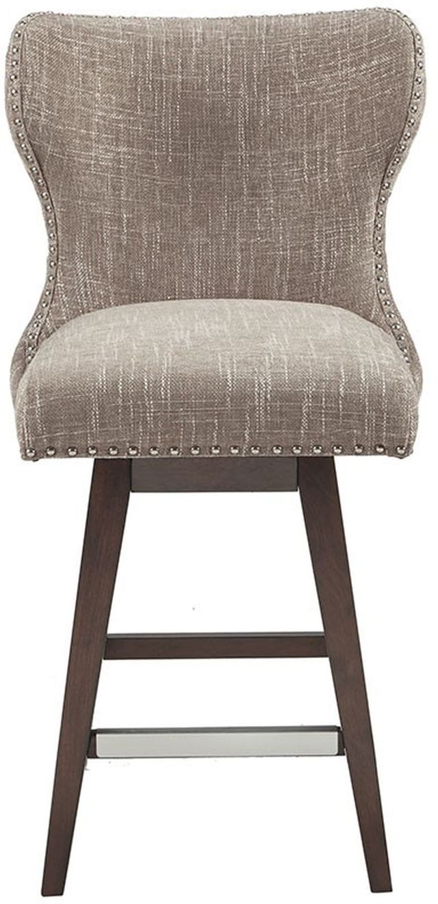 Olliix by Madison Park Camel/Brown Hancock High Wingback Button Tufted Upholstered Swivel Counter Stool-1