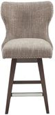 Olliix by Madison Park Camel/Brown Hancock High Wingback Button Tufted Upholstered Swivel Counter Stool-1