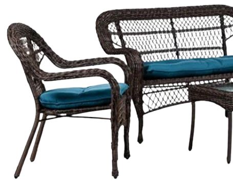 Furniture of America® Oliveri 4-Piece Brown/Dark Teal Glass/Rattan Conversational Set-1
