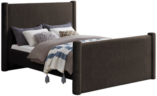 Meridian Furniture Elias Brown King Boucle Fabric Upholstered Panel Bed-0