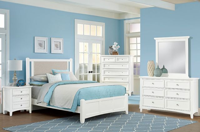 Vaughan-Bassett Bonanza Gray/White California King Upholstered Panel Bed-1