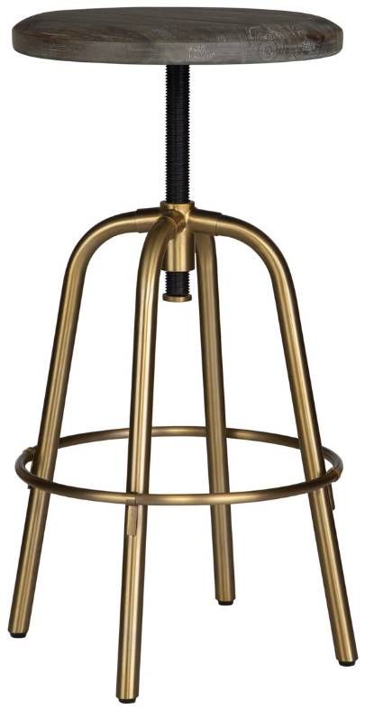 Uttermost® Revolve Light Gray/Plated Brushed Brass Counter Stool-3