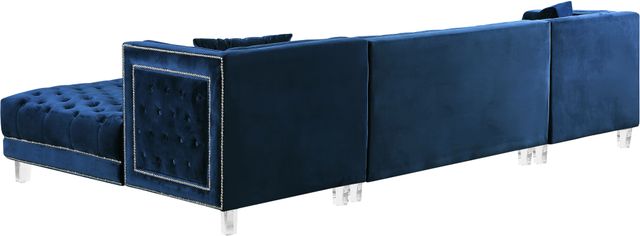 Meridian Furniture Moda 3-Piece Navy Velvet U-Shape Double Chaise Sectional-2