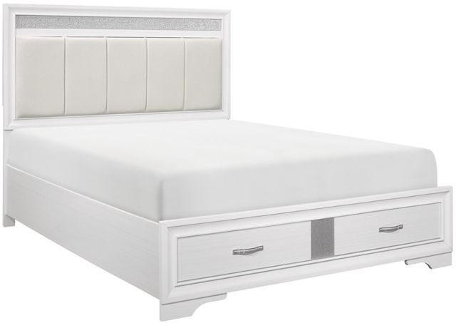 Homelegance® Luster White California King Upholstered Platform Storage Bed-0