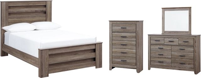 Signature Design by Ashley® Zelen 4-Piece Warm Gray Full Panel Bed Set-0