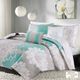 Olliix by Madison Park 6 Piece Aqua King/California King Lola Reversible Cotton Printed Coverlet Set-0