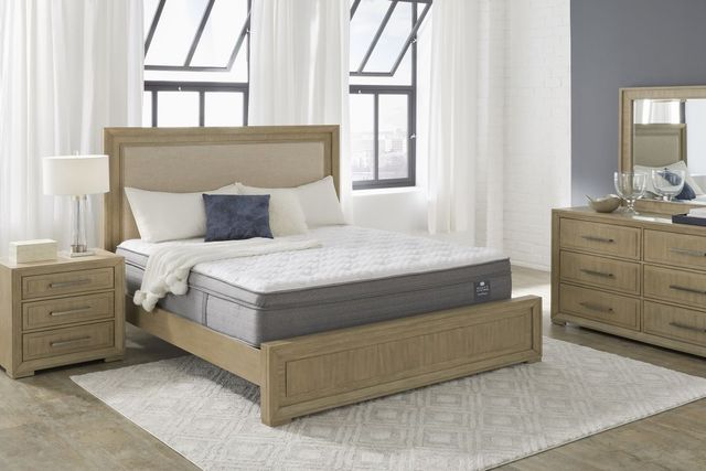 view of a Scott Living mattress in a modern bedroom