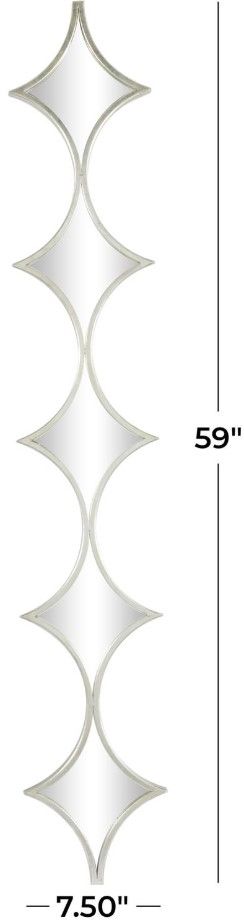 Deco Marche Silver Slim Stacked Chain 5-Layer Wall Mirror with Diamond Pattern-2