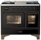 Ilve® Majestic III 40" Glossy Black Pro Style Dual Fuel Liquid Propane Range with Triple Glass Door and Burnished Trim-0
