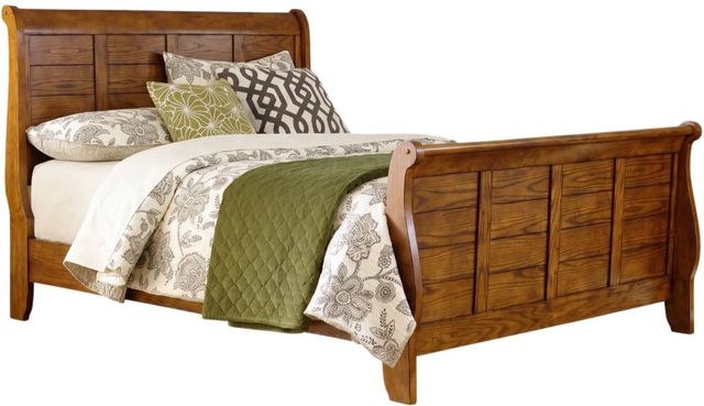 Liberty Furniture Grandpas Cabin 5-Piece Aged Oak California King Sleigh Bedroom Set-1