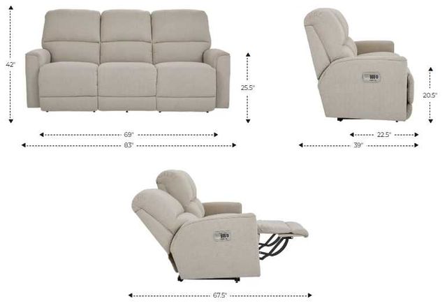 La-Z-Boy® Cade Pebble Chenille Power Reclining Sofa with Headrest-2