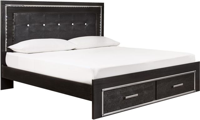 Signature Design by Ashley® Kaydell Black King Upholstered Storage Panel Bed with LED Lights-0