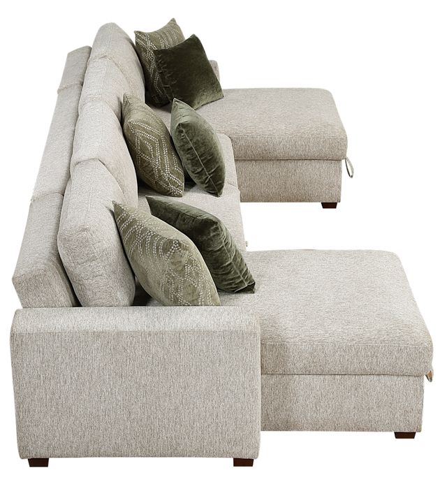 Homelegance® Isla 3-Piece Sage Sand Reversible Chaise Sectional with Pull-out Bed-4