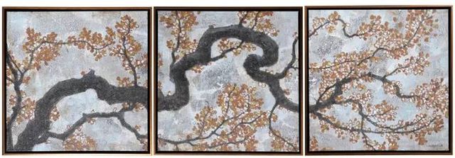 StyleCraft Norman Wyatt Home 3-Piece Golden Blossoms Wall Art Set-0