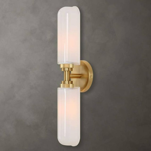 Uttermost® Wellsville Glass 2-Light Sconce with Warm Brass Accent-1