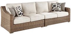 Signature Design by Ashley® Beachcroft 2-Piece Beige/Brown Outdoor Fabric/Resin Wicker Loveseat
