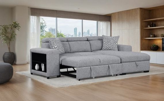 Furniture of America® Chatteris Gray Right-Arm Facing Sectional-1