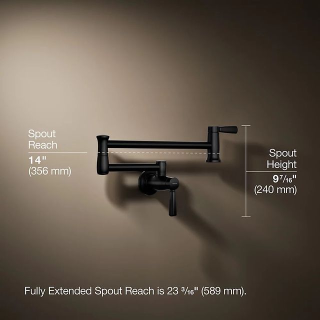 KOHLER® Matte Black Wall-Mount Pot Filler-2