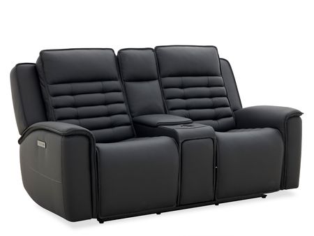 Onyx Power Leather Loveseat